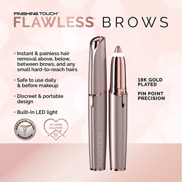 Finishing Touch Flawless Brows Eyebrow Hair Remover Electric Razor for Women with LED Light for Instant and Painless Hair Removal - Image 2